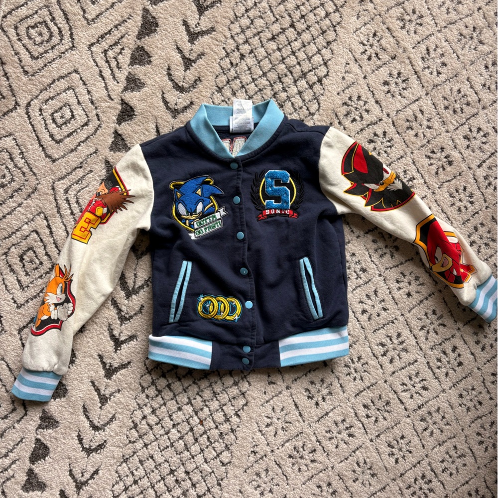 Kids Navy and Cream Sonic Varsity Jacket